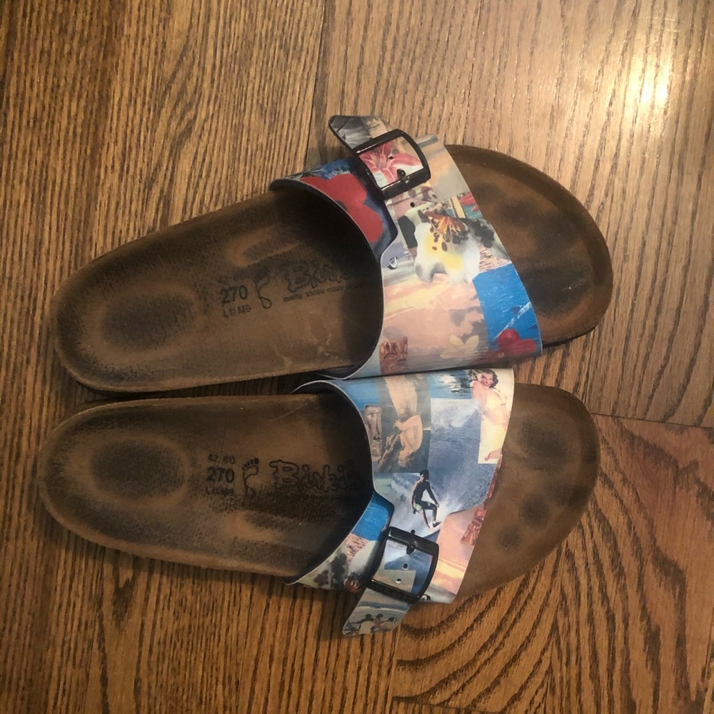 Multi colored Birkenstock slides- size 42 regular